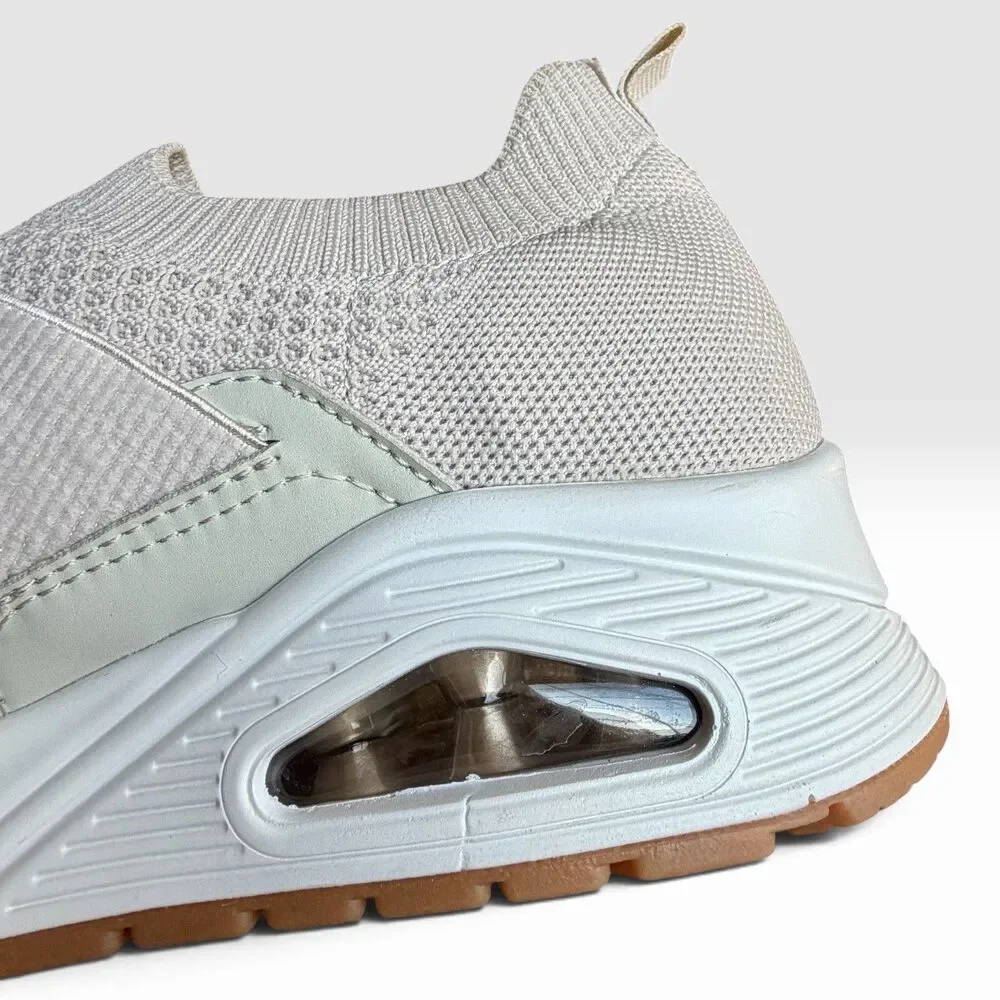 Skechers Uno Cross Knit Womens 9 Off White Slip On Sneakers 177110 Memory Foam